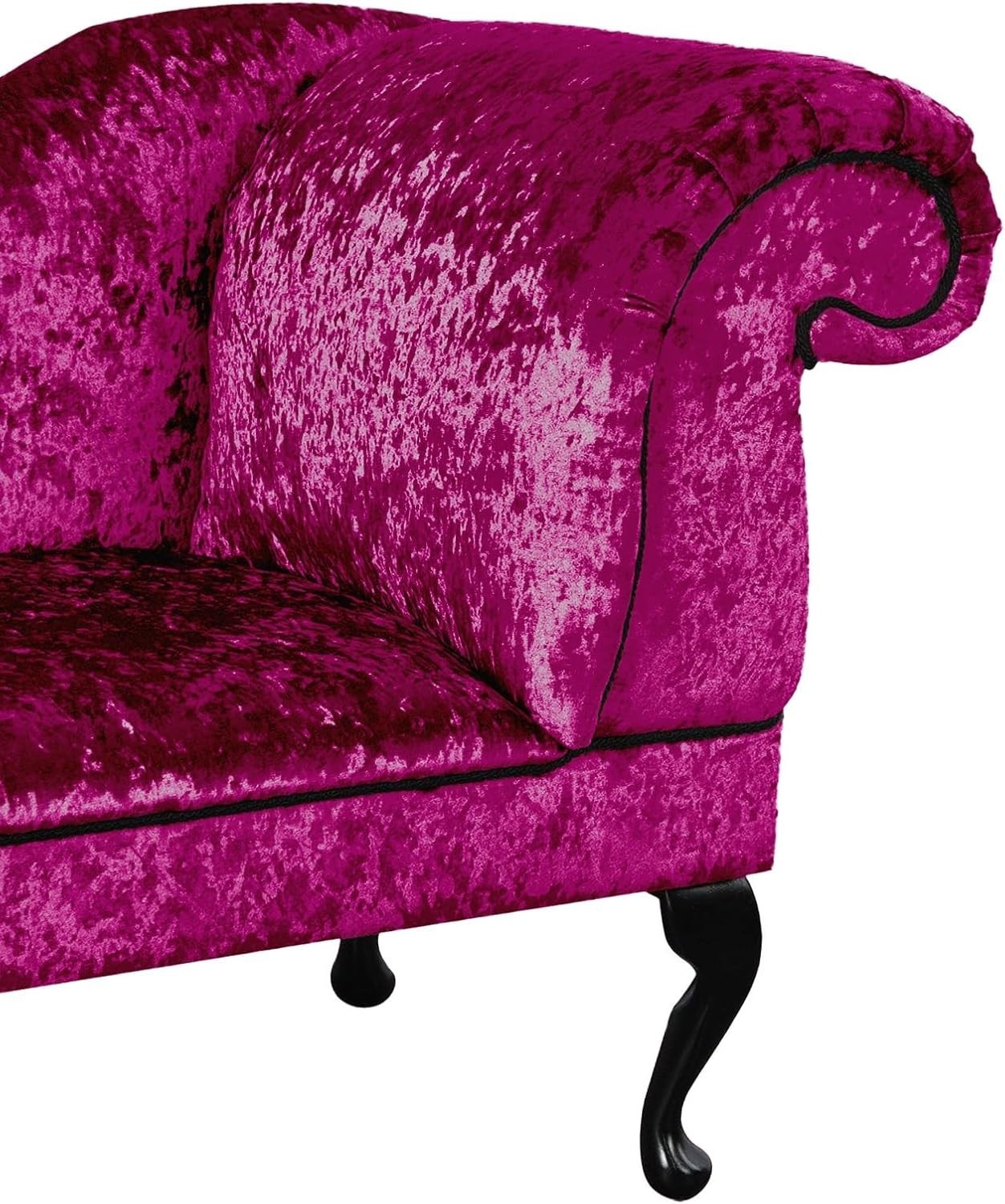 Shimmer Velvet Chaise Lounge Sofa Right Hand – Fuschia Pink, UK Handmade