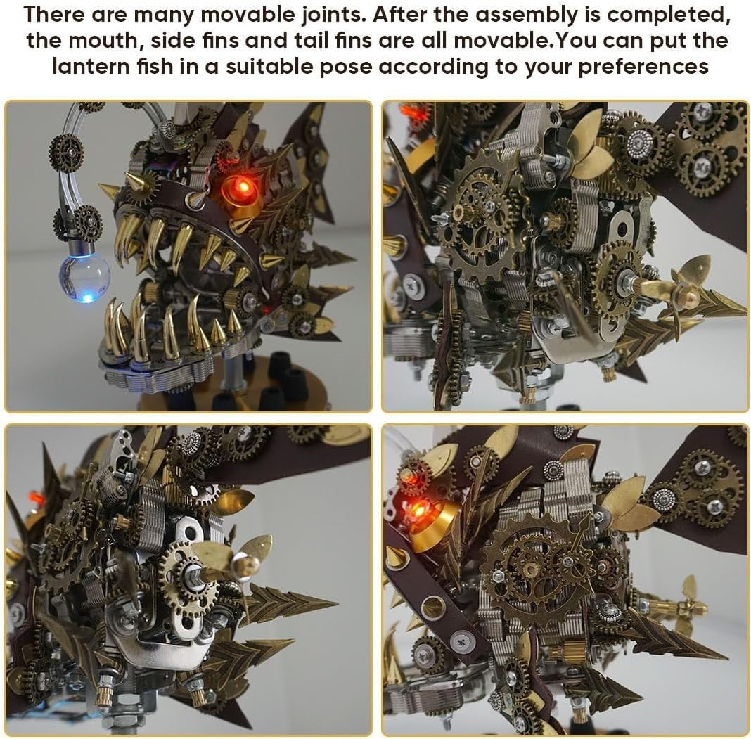 3D Metal Lantern Fish Puzzle Kit 700PCS Steampunk DIY Model Decor