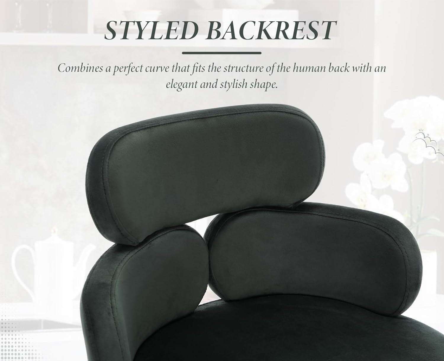 Modern Bar Stools 2pcs Green Velvet Counter Kitchen Chairs
