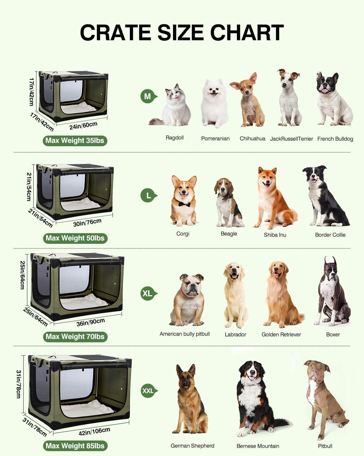 Portable Collapsible Dog Crate Soft Kennel with Mesh Windows & Mat 60x42x42cm