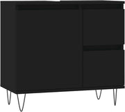 Modern Black Bathroom Vanity Unit 65cm Under Sink Storage Cabinet Cupboard