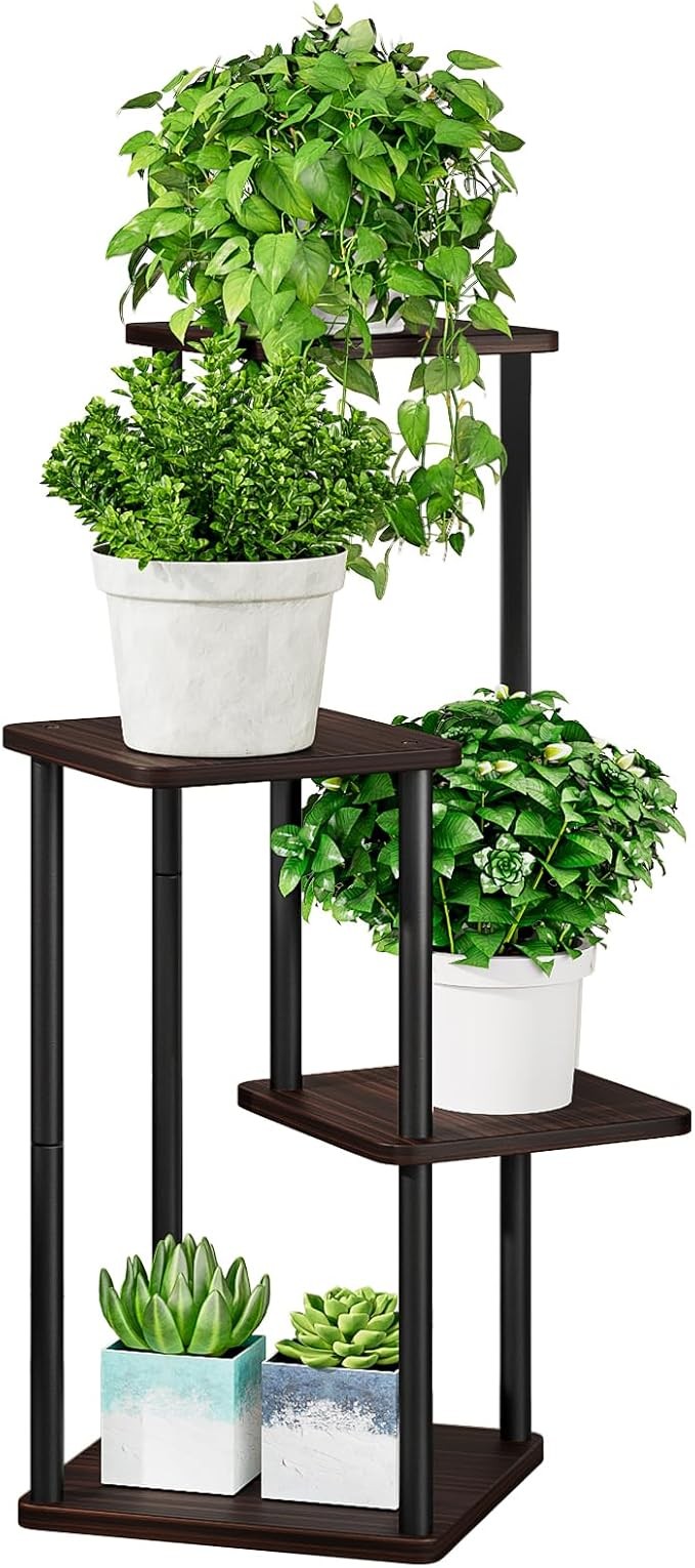 4 Tier Metal Plant Stand Indoor Outdoor Corner Flower Shelf Tall Display Rack