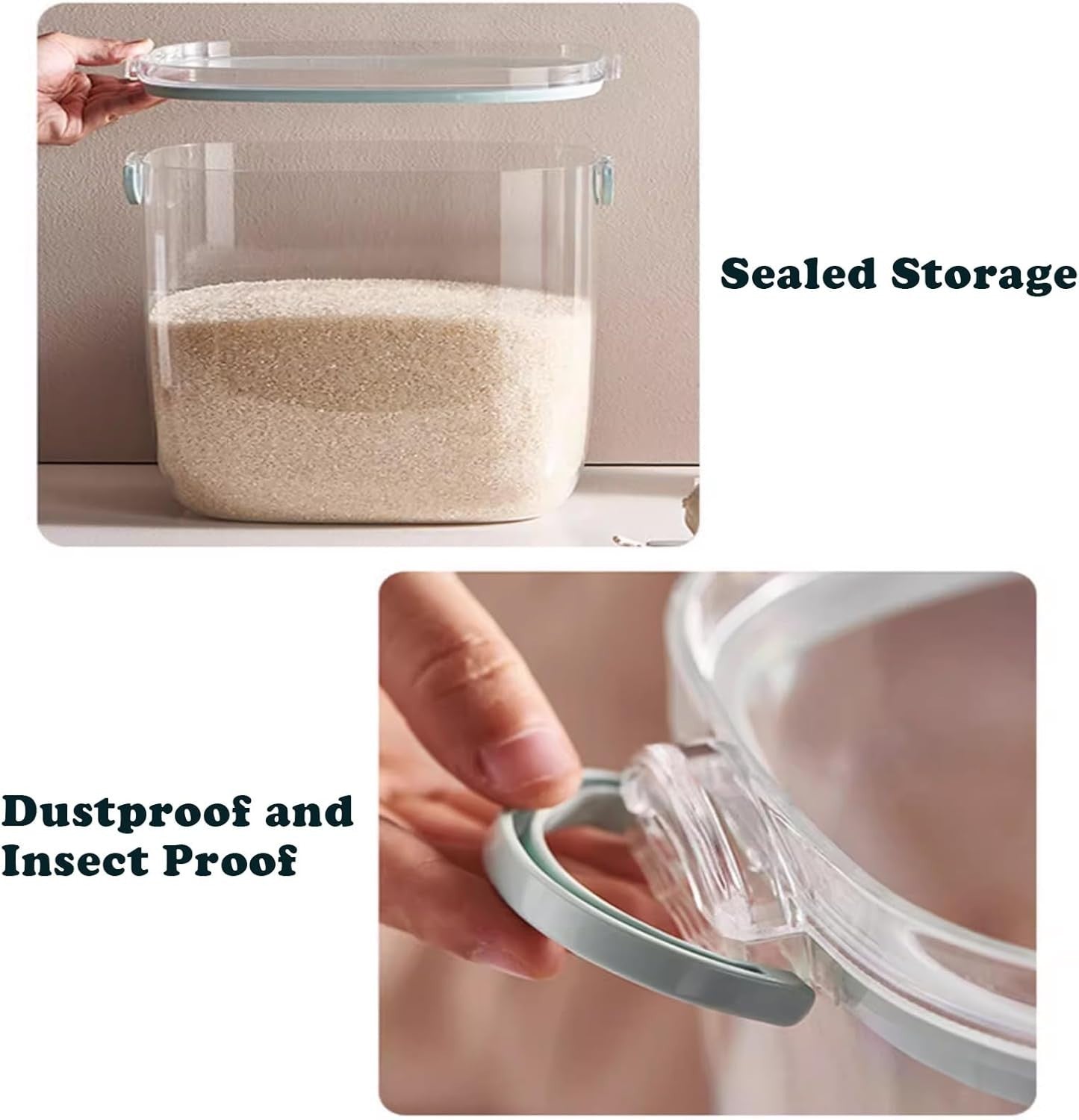 10kg Rice Storage Container Airtight Plastic Bin w Scoop