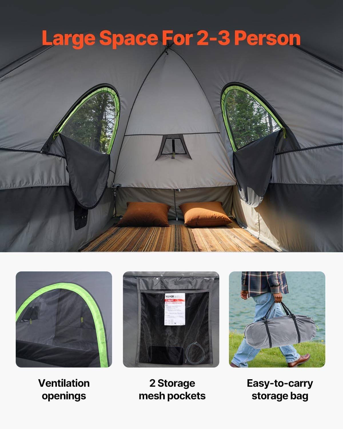 SUV Camping Tent PU2000mm Waterproof Double Layer w/ Awning