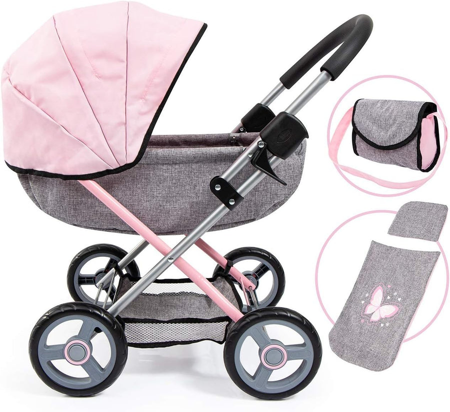 Foldable Baby Doll Pram Pushchair Toy with Accessories for 46cm Dolls