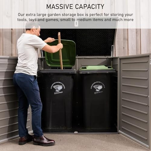 1170L XL Outdoor Storage Box Lockable Plastic Garden Shed Cabinet