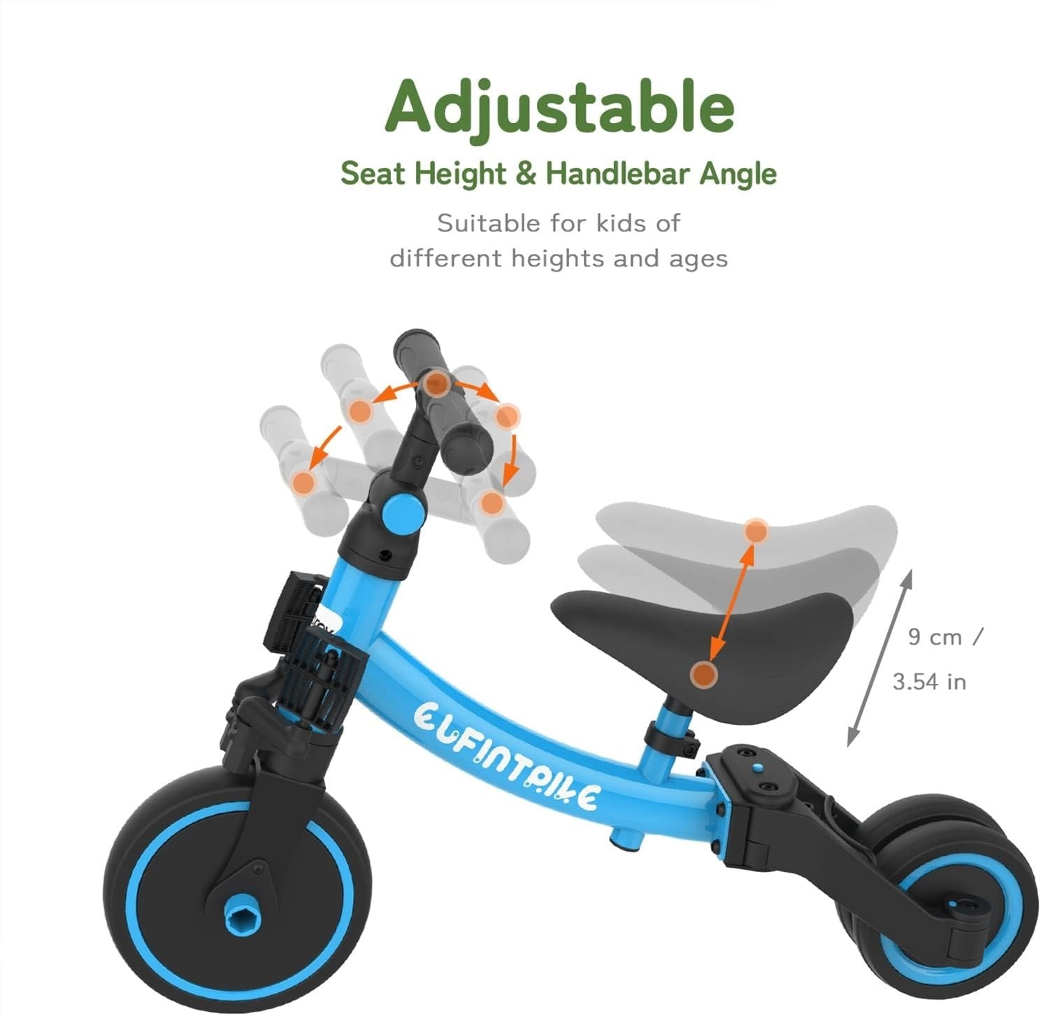 5 In 1 Toddler Tricycle Balance Bike Kids Ride On Removable Pedals Blue