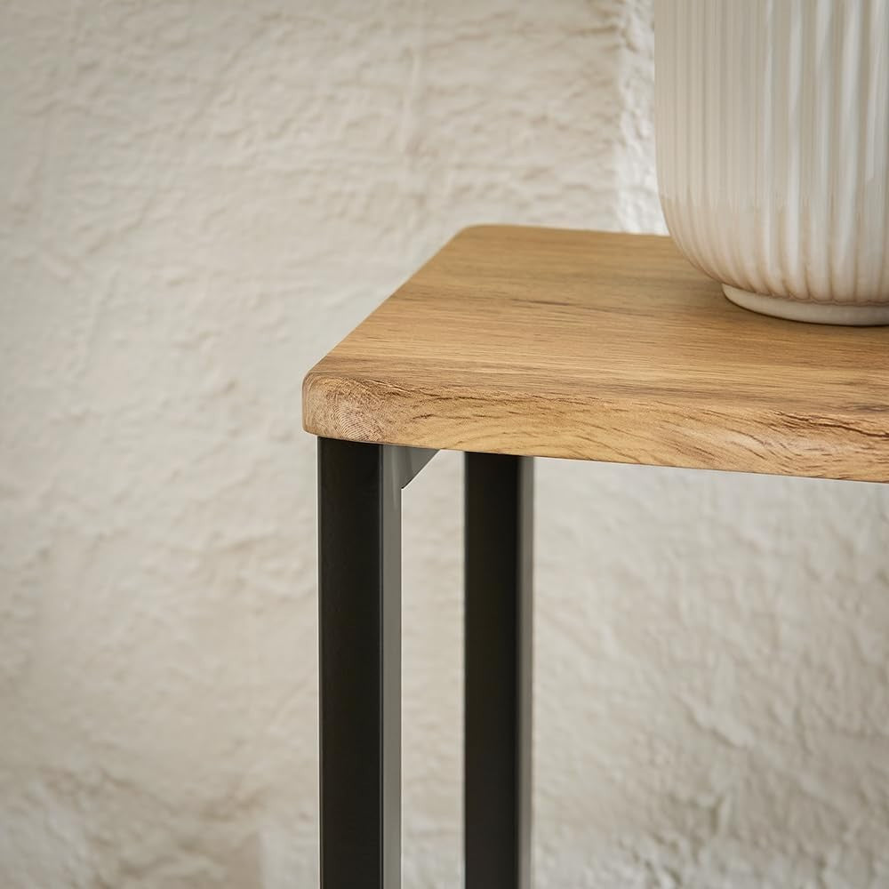 Slim Console Table 120x20x65cm Adjustable Feet MDF Wood Metal Frame