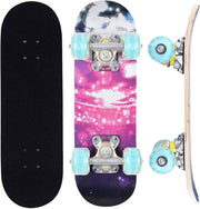 Kids Mini Skateboard 17in Light Up Wheels Beginner Double Kick Cruiser