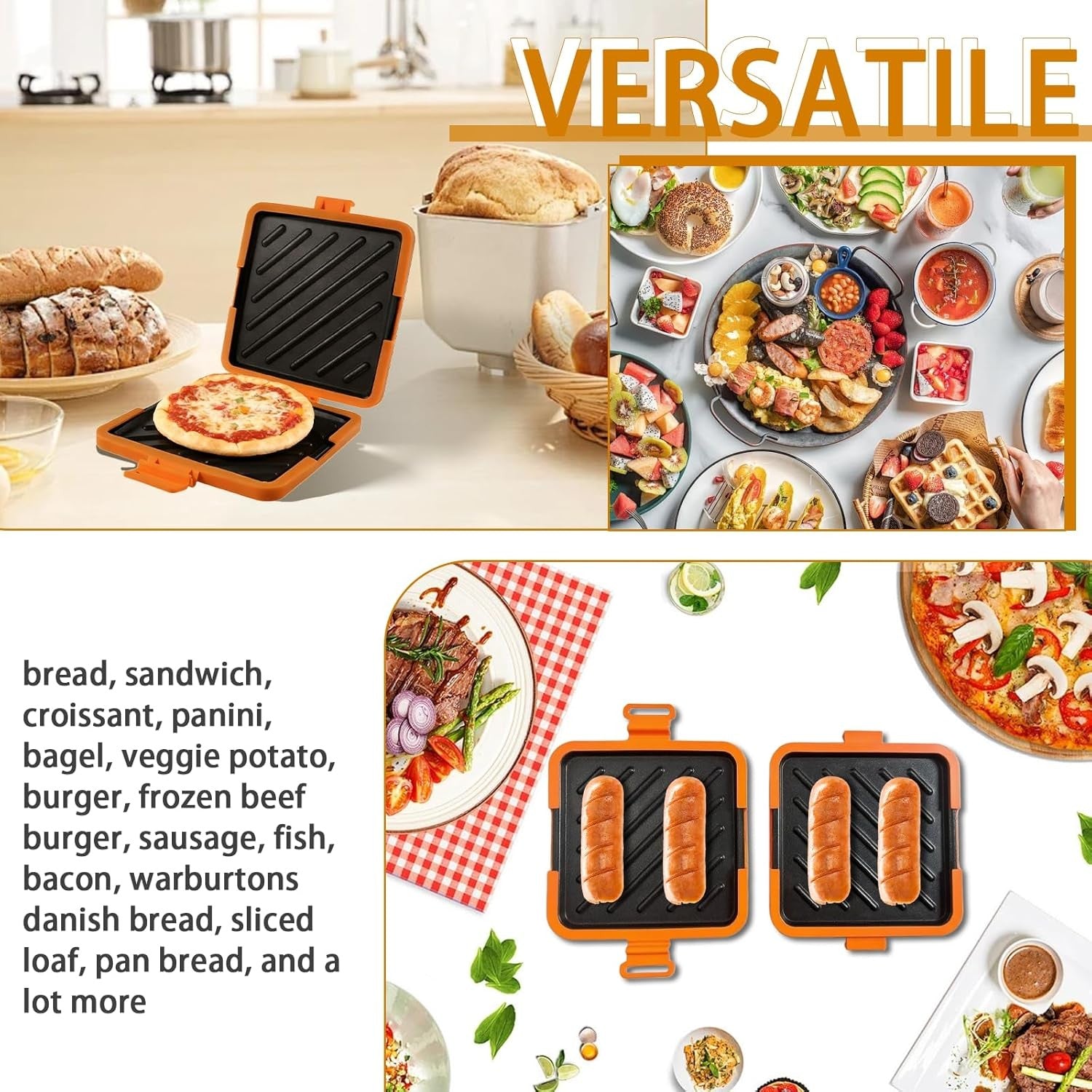 Microwave Toastie Maker Grill Panini Press Non Stick Orange