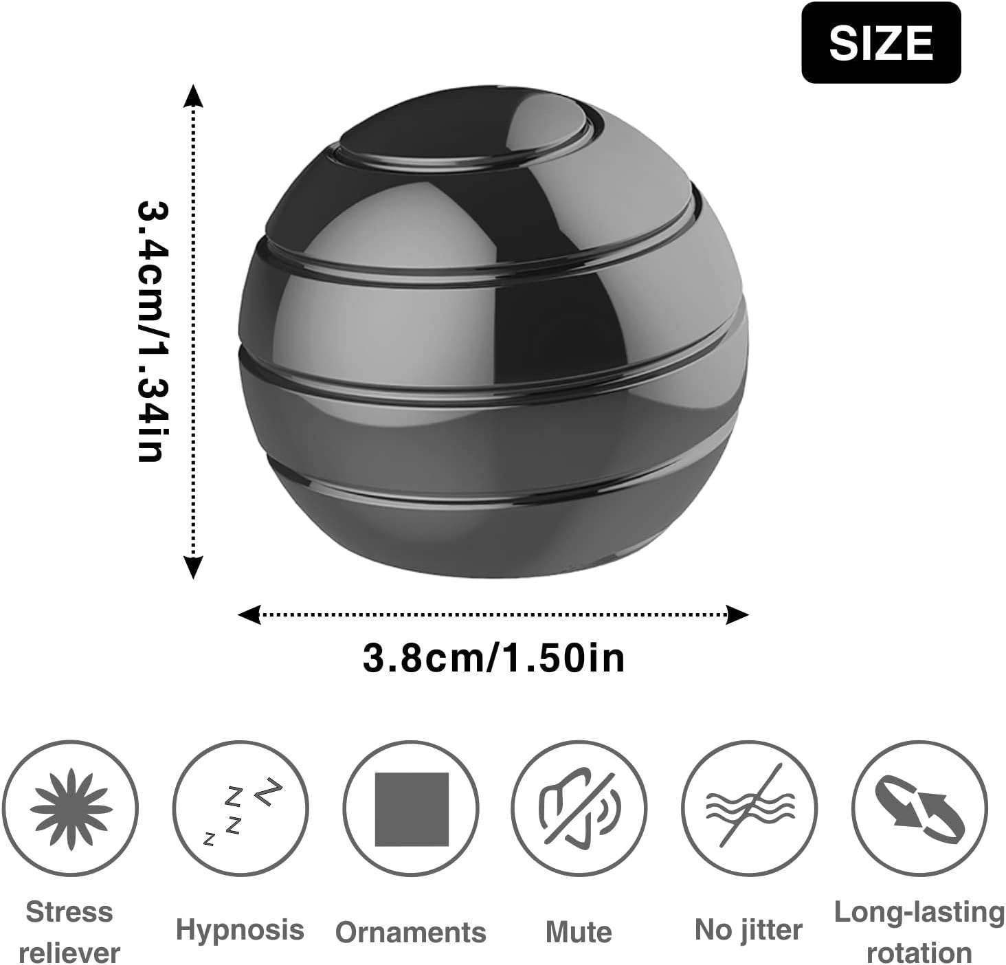 6 Pack Kinetic Desk Toy Metal Spinner Ball Optical Illusion Fidget