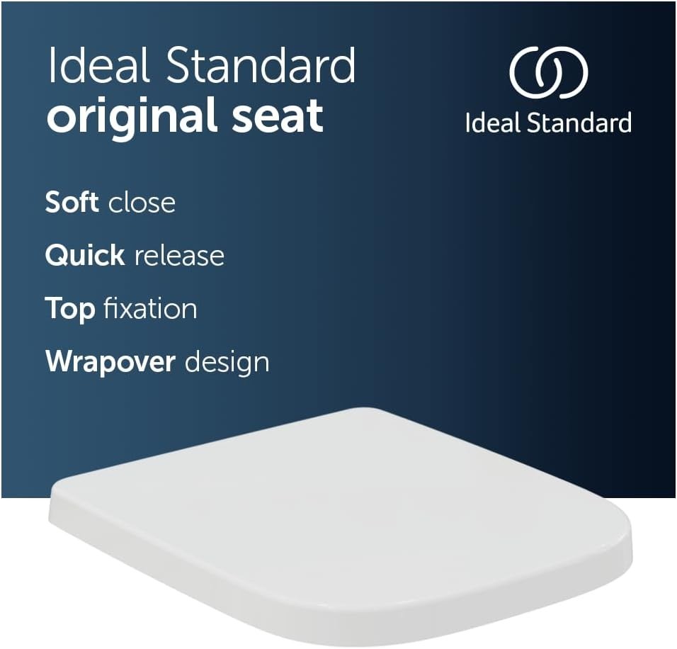 Square WC Toilet Seat White Wrapover Soft Close Quick Release Duroplast