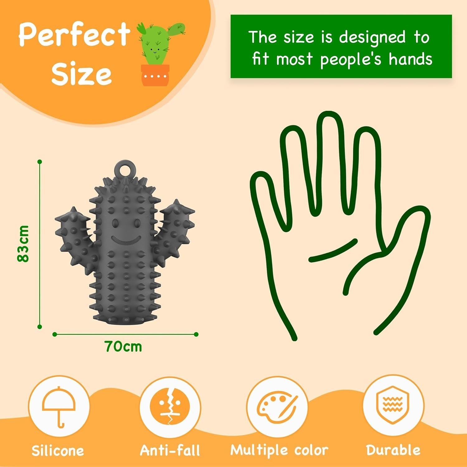 2pcs Spiky Cactus Pain Fidget Silicone Stress Relief Anxiety Keychain