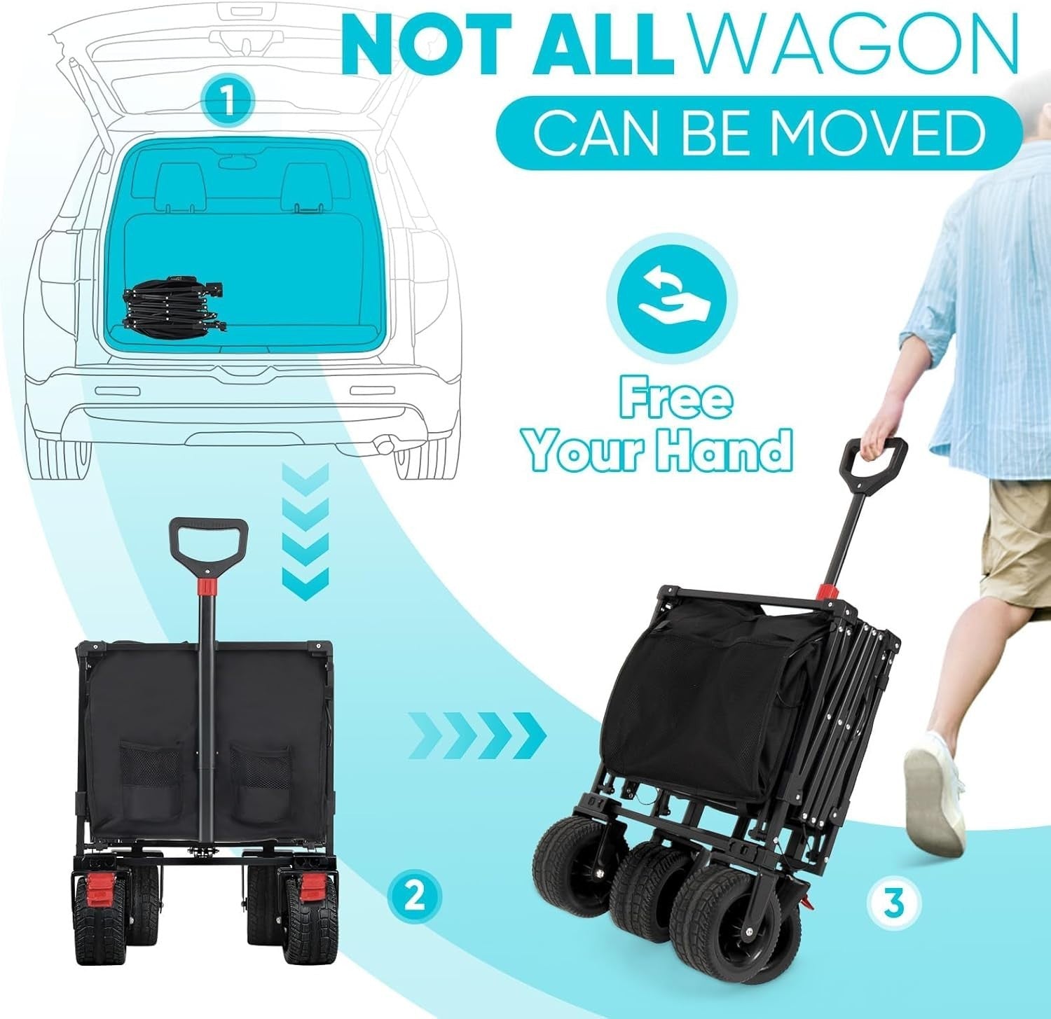 Heavy Duty Folding Festival Trolley 400L 440lbs All-Terrain Beach Wagon
