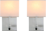 Modern Wall Lights with Switch Linen Shade LED Ready, Warm Glow, E27 Pair