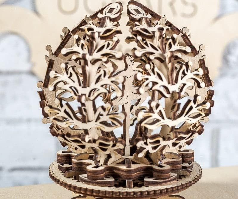 3D Wooden Mechanical Flower Puzzle with Moving Ballerina & Display Stand