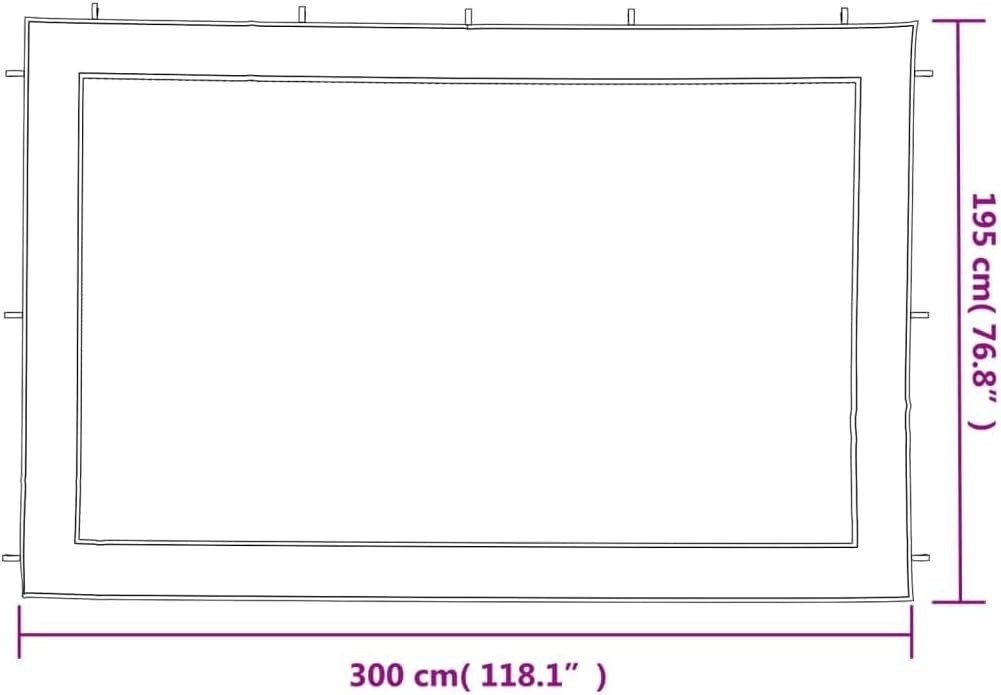 Party Tent Sidewalls 2pcs White & Black Mesh Gazebo Canopy Panels 300x195cm