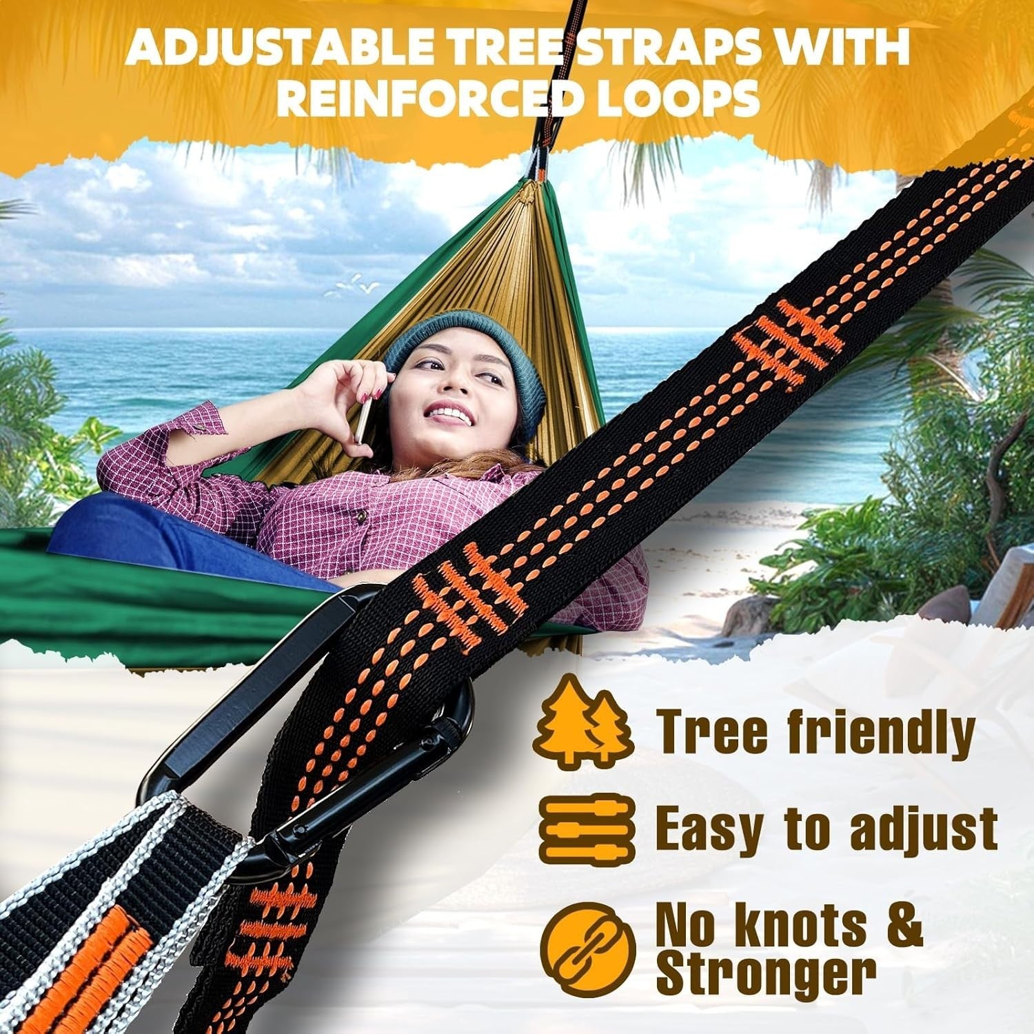 Camping Hammock 300kg Load ✅ Ultralight Parachute Nylon 🌟 275x140cm