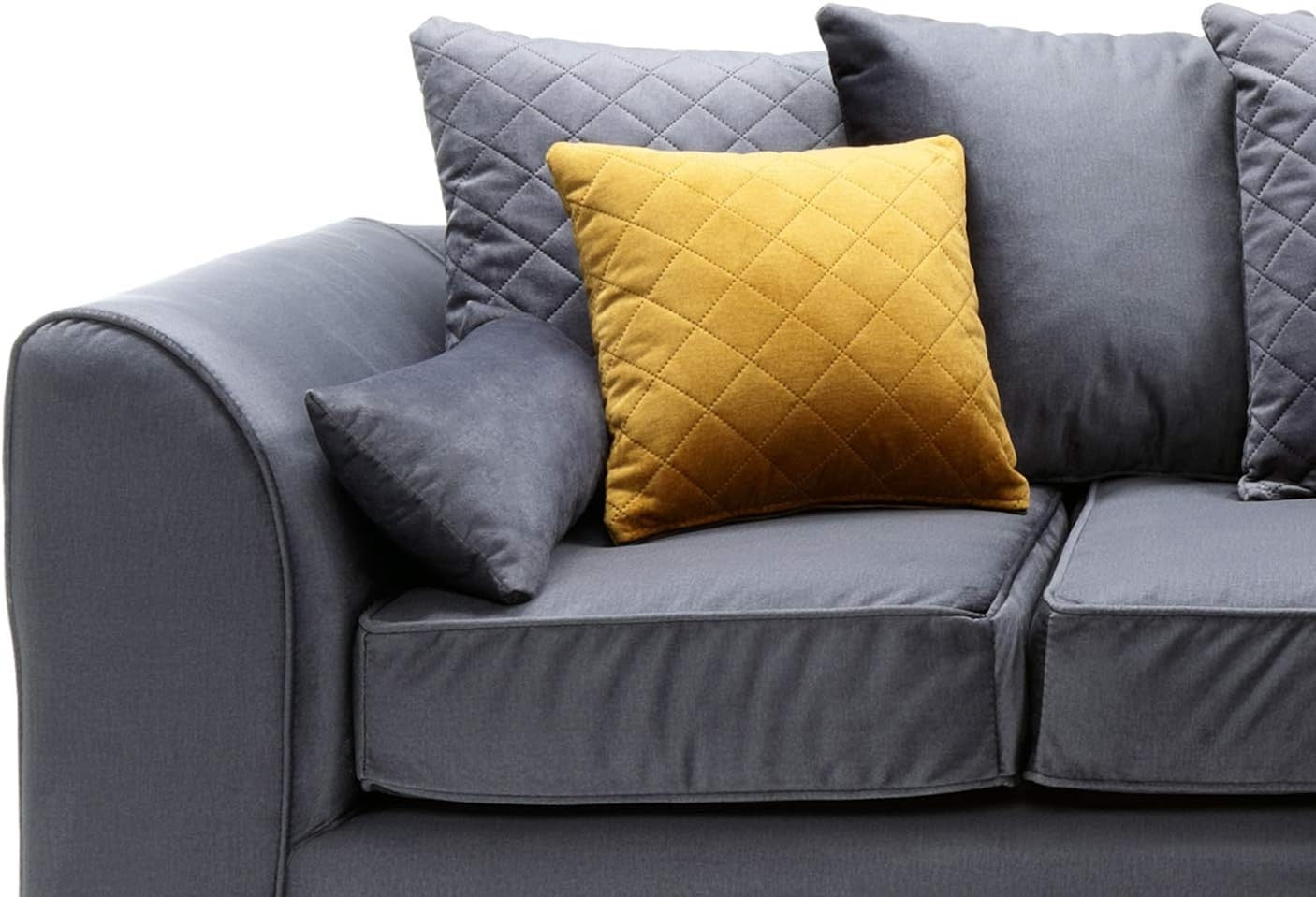 Dark Grey L-Shaped Corner Sofa Velvet Water-Repellent 3 Seater Right Hand