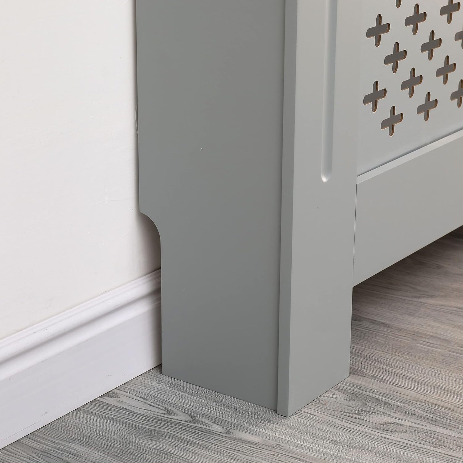 Large Grey MDF Radiator Cover Satin Finish Decorative Cabinet 152x82x19cm