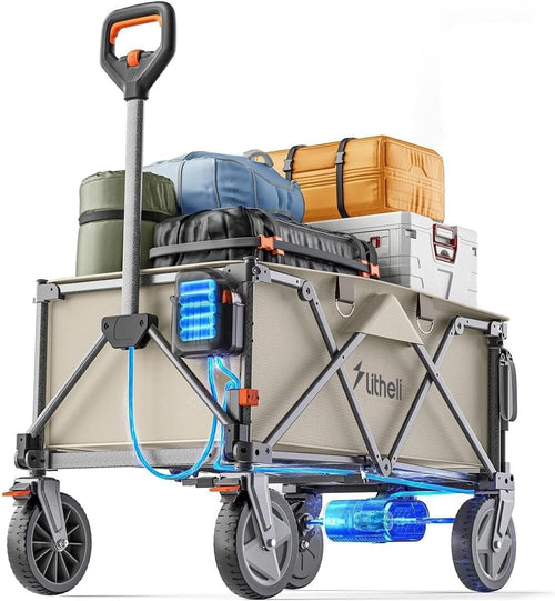 Electric Folding Wagon Trolley 200L 60KG All-Terrain Beach & Garden Cart