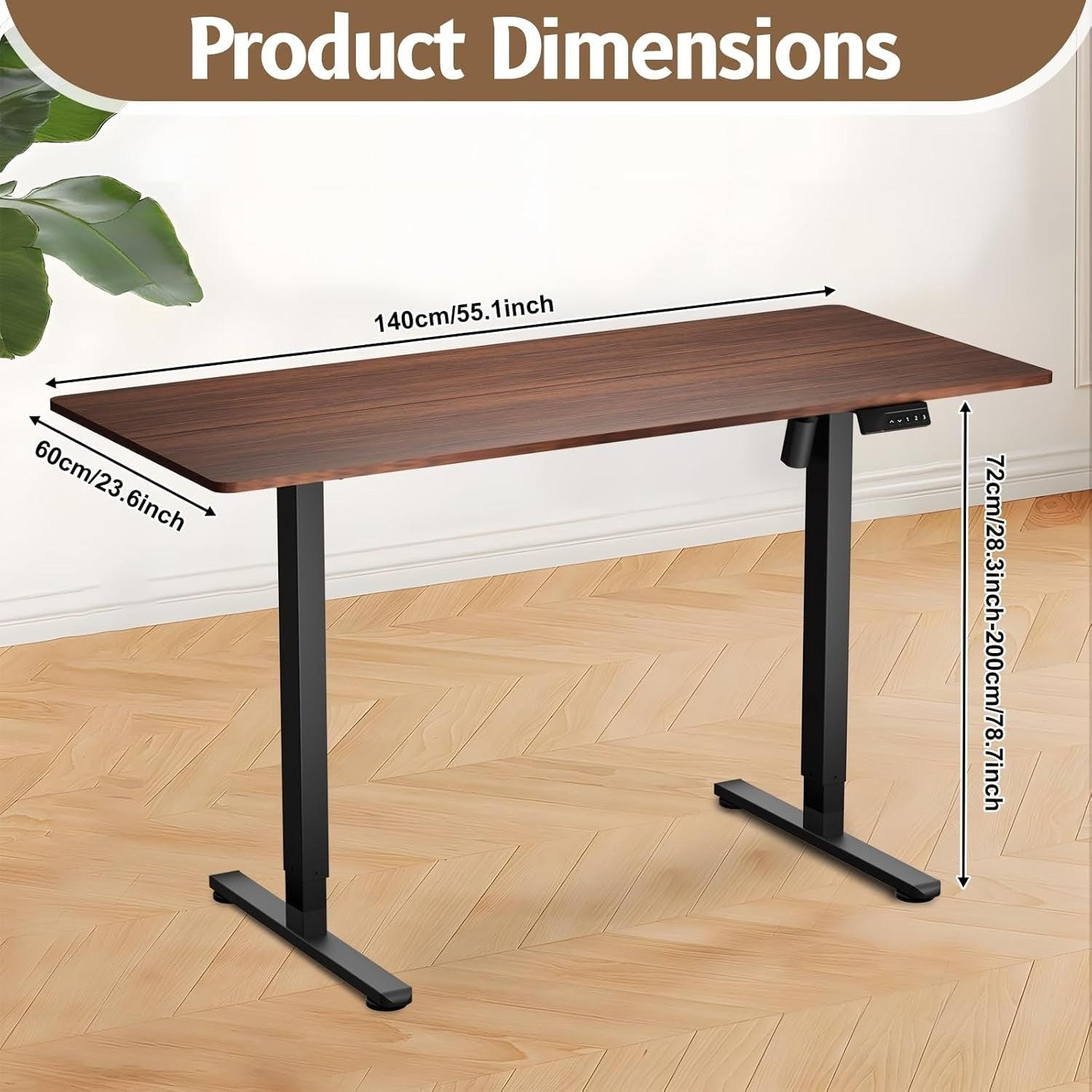 Electric Height Adjustable Standing Desk 140x60cm Ergonomic Sit Stand Table