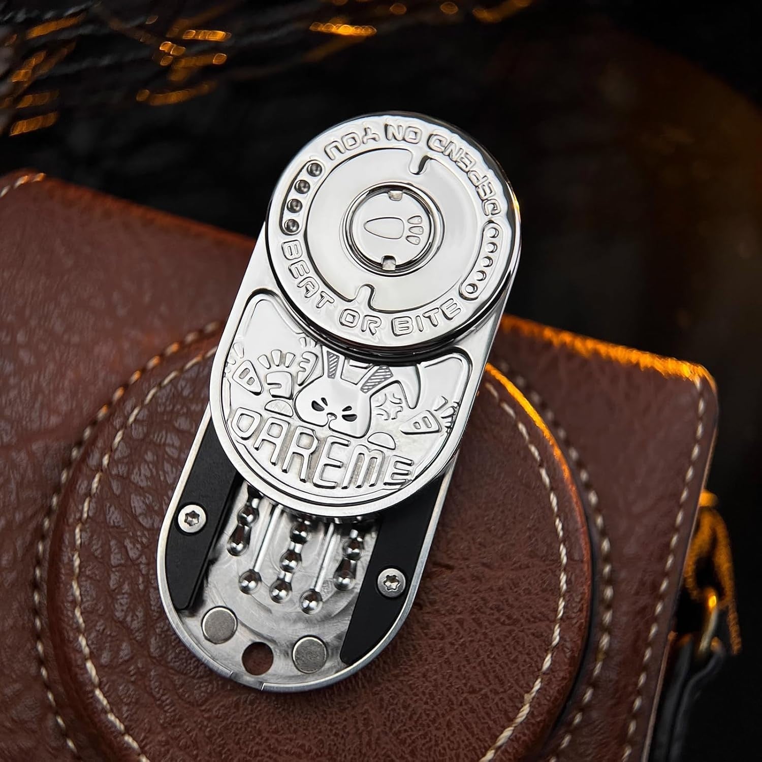 Two-Tone Silver Rabbit Clicker Fidget Stainless Steel EDC Toy