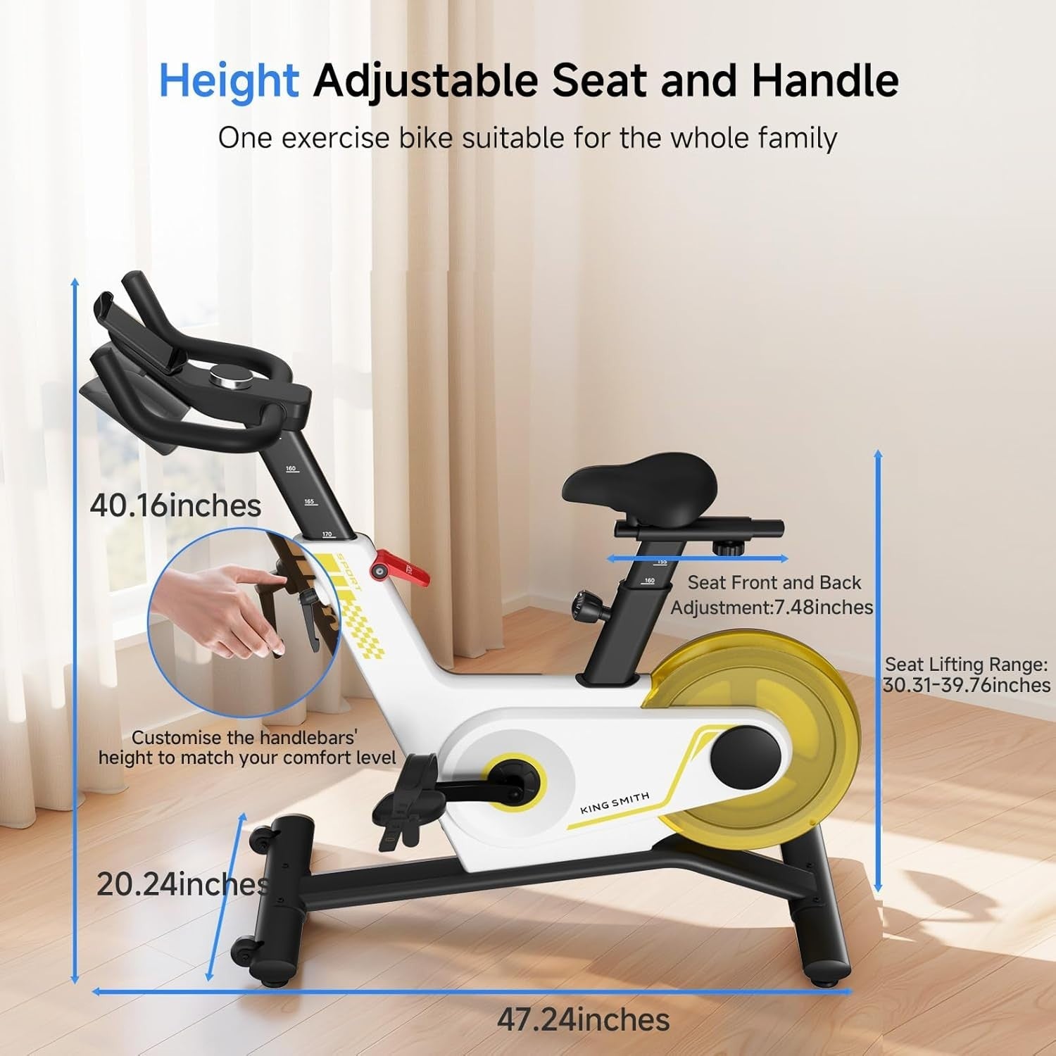 Folding Exercise Bike 40-Level Magnetic Resistance Quiet LED App White