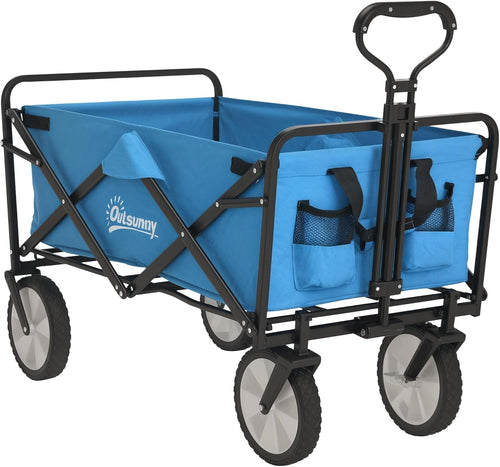 Portable Folding Camping Trolley 90L Garden Festival Cart on Wheels