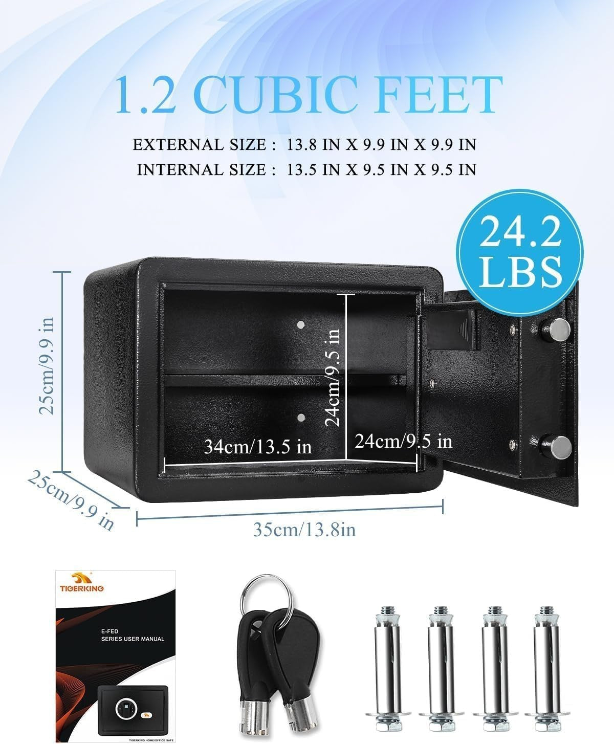 Biometric Fingerprint Safe Box Digital Keypad Cash Security Safe 34L