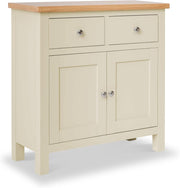 Cream Wooden Sideboard Storage Cabinet 2 Door Cupboard | Drawers & Oak Top Unit