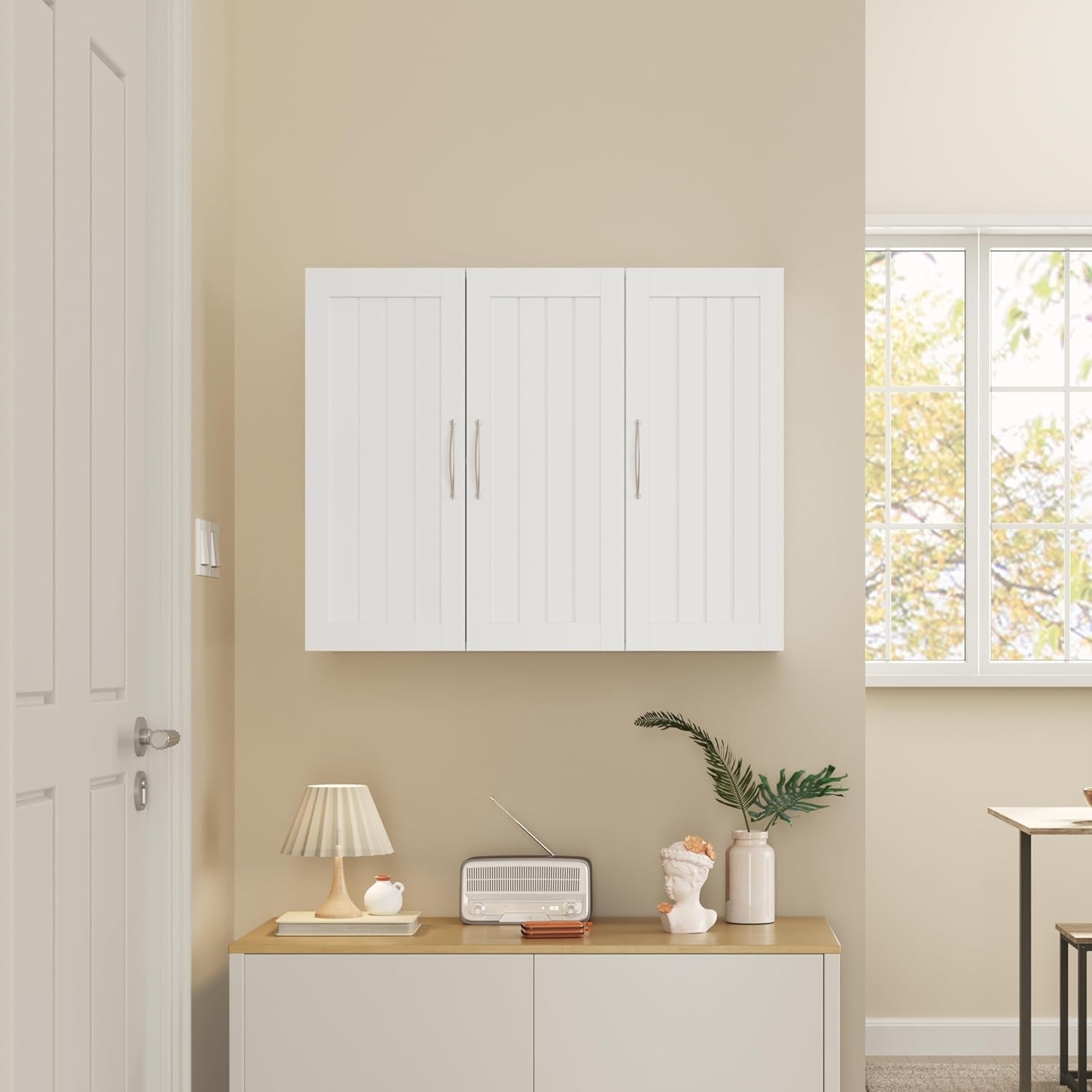3 Door Wall Mounted Kitchen Bathroom Cabinet Storage Cupboard White