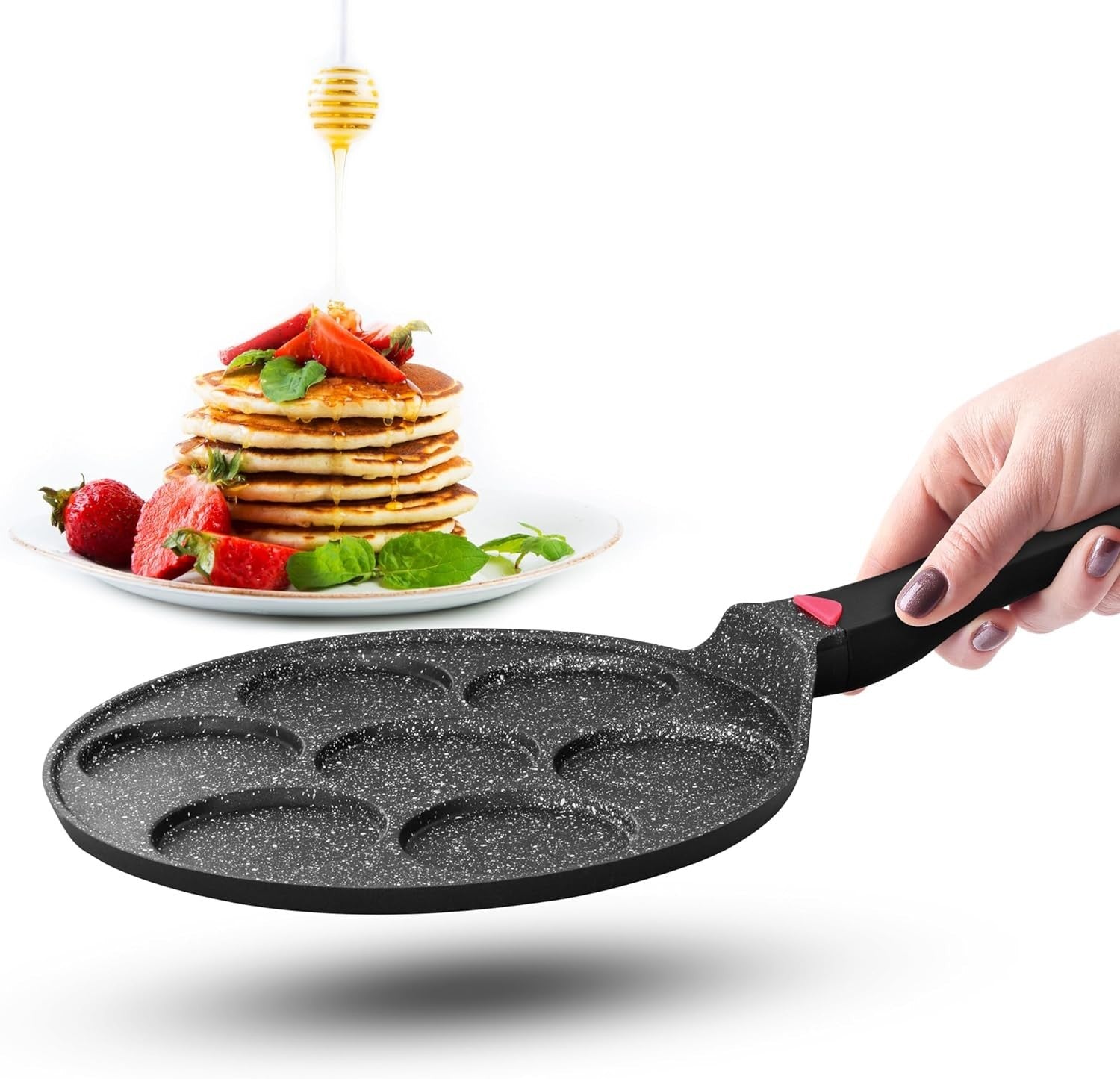 26cm Non-Stick Mini Pancake Pan | 4 & 7 Moulds Crepe Egg Uthappam | Induction