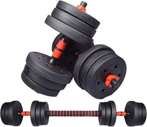 20kg Adjustable Free Weights Set Dumbbell to Barbell Home Gym Kit