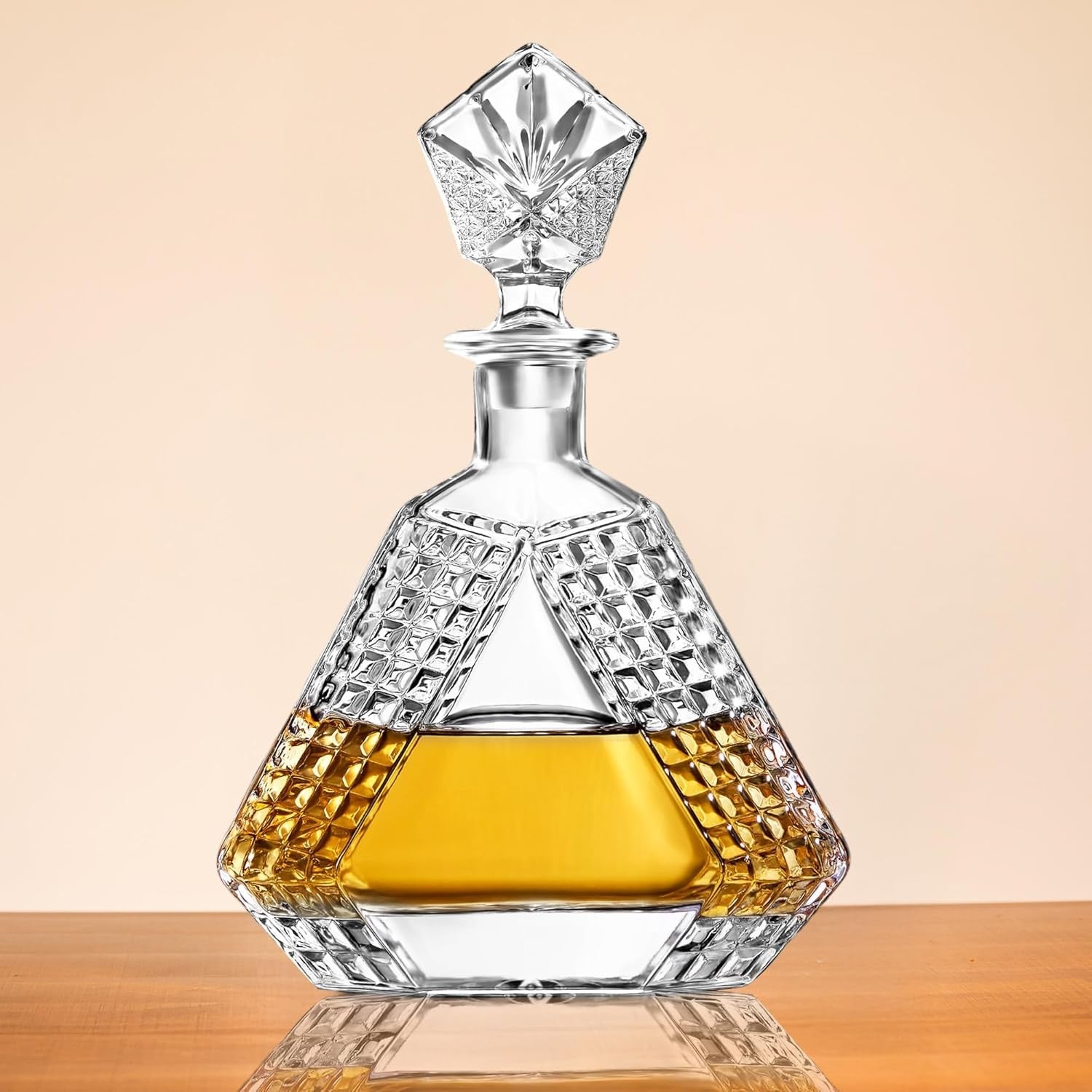 650ml Triangle Whiskey Decanter Crystal Liquor Bottle with Solid Glass Stopper