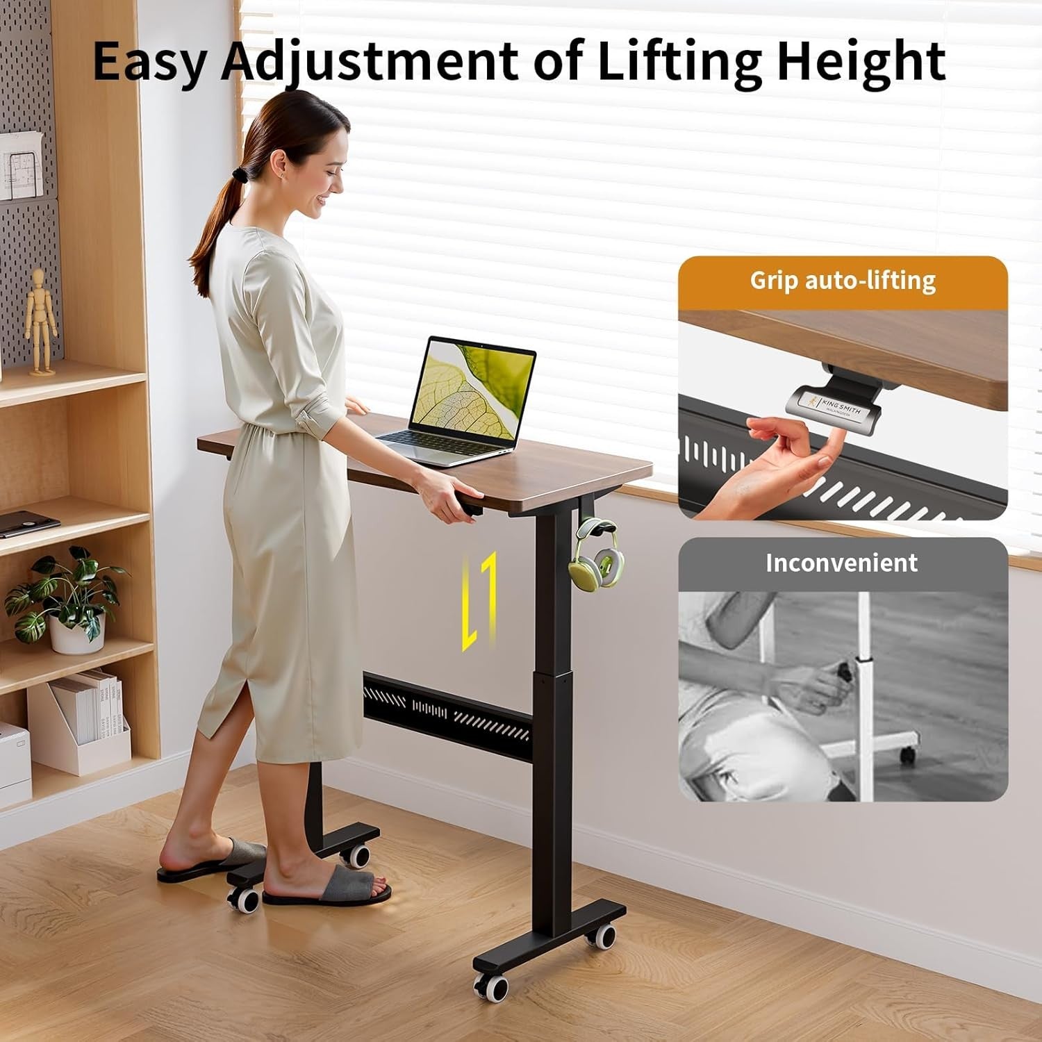 Mobile Standing Desk Walking Pad Compatible Adjustable Pneumatic Desk  Wheels