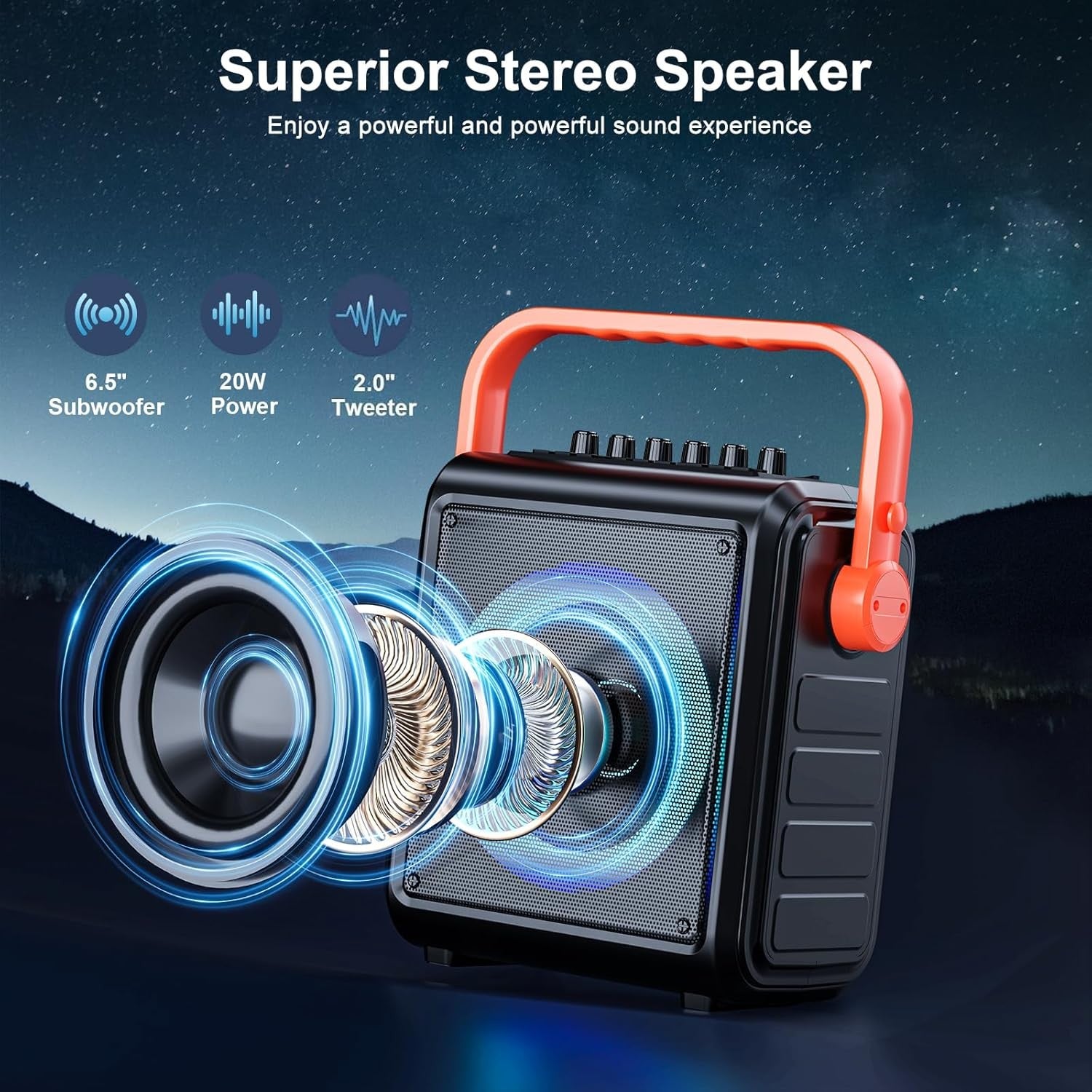 Karaoke Machine with 2 Wireless Mics Bluetooth PA