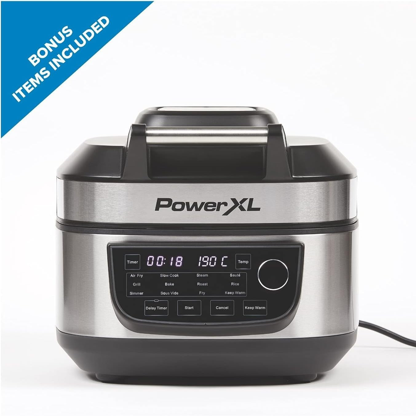 5.7L Air Fryer Grill Multicooker 12-in-1 200°C Dual Heat Nonstick LED