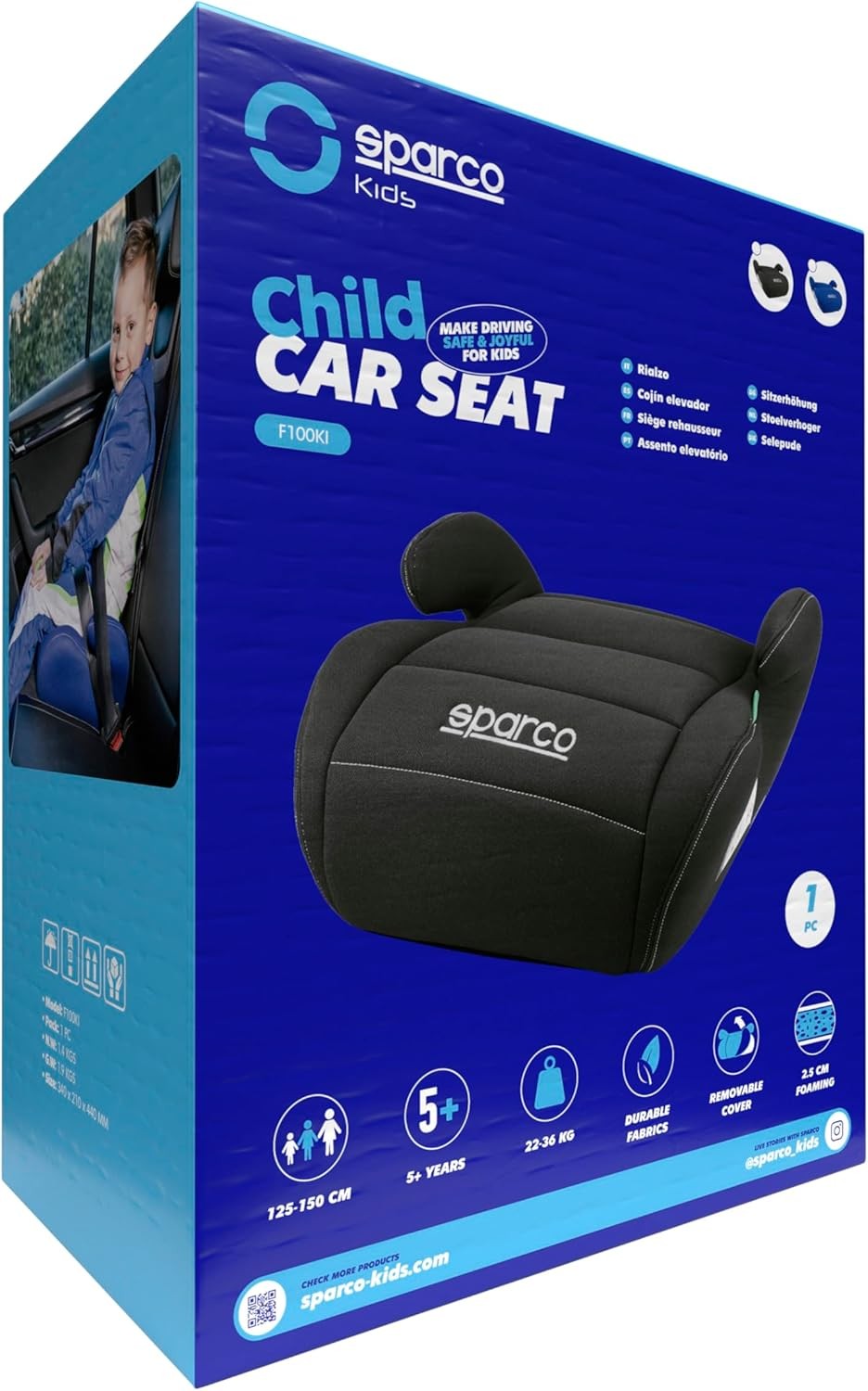 i-Size Booster Seat 125–150cm Child Car Seat R129 Lightweight Black