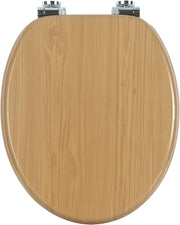 Wooden Toilet Seat Soft Close Maple MDF Heavy Duty Standard WC 43.8x37.8cm