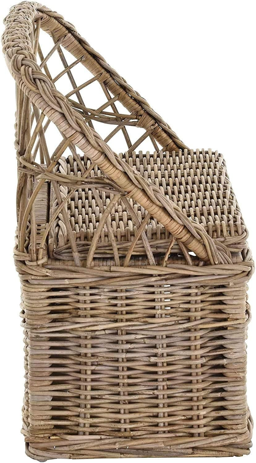 Kids Rattan Storage Bench 2-Seater Children’s Seat Chest Toy Box Natural Grey