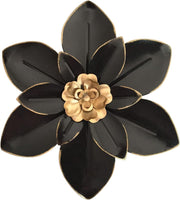 Metal Flower Wall Art 10in Rustic Black Gold Floral Decor