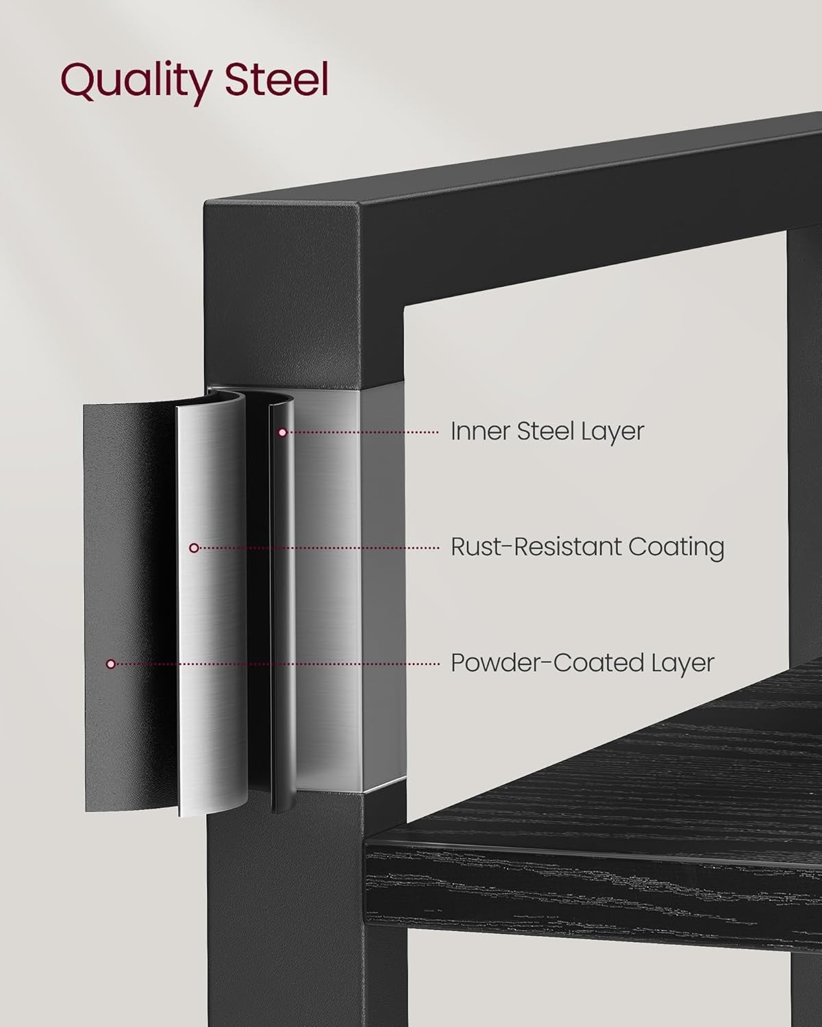 5-Tier Industrial Black Bookcase – Wide Storage Shelf for Home & Office