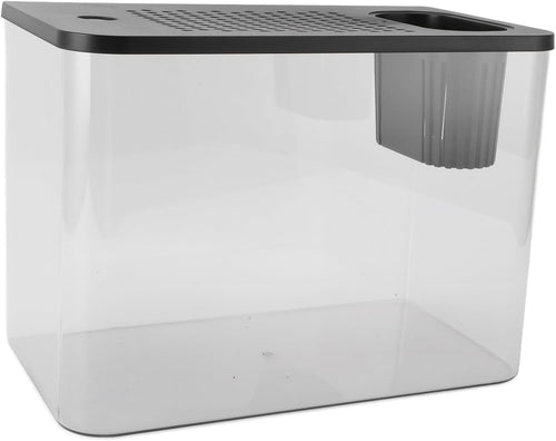 Desktop Betta Fish Tank Mini Aquarium Bowl with Lid Clear Plastic Black