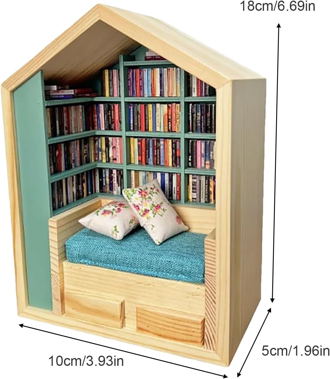 Wooden Mini Bookshelf Stress Reliever Decorative Small Bookcase Nook Shelf