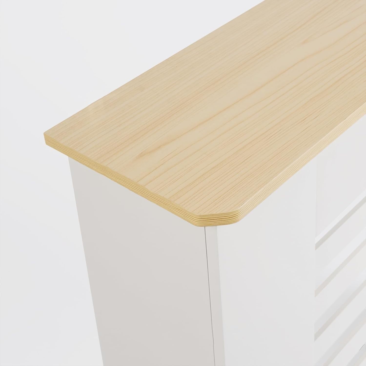 Small Cream Radiator Cover with Oak Top 78x19x82cm – Modern MDF Slatted Cabinet