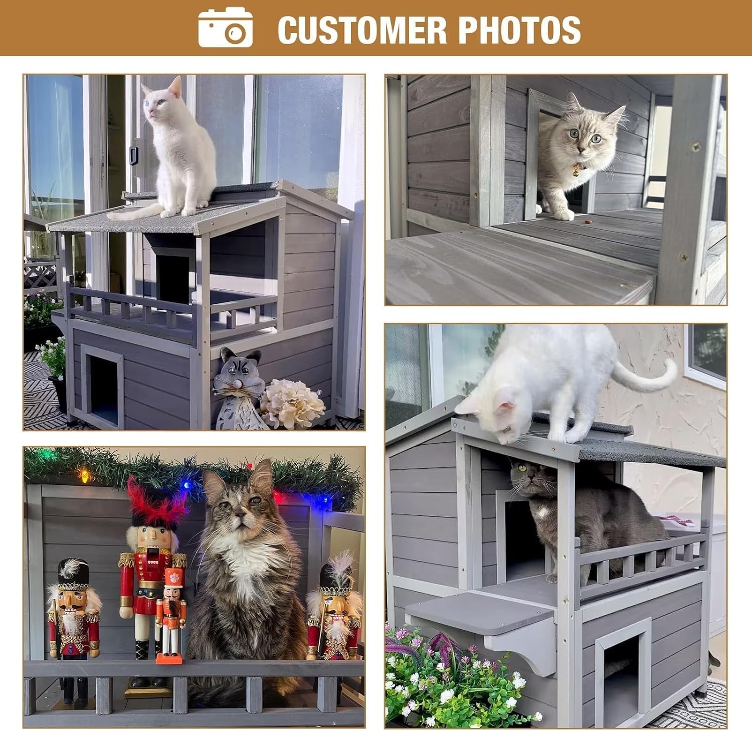 Insulated 2 Level Wooden Pet House Outdoor Indoor with Escape Doors 75x75x85cm.