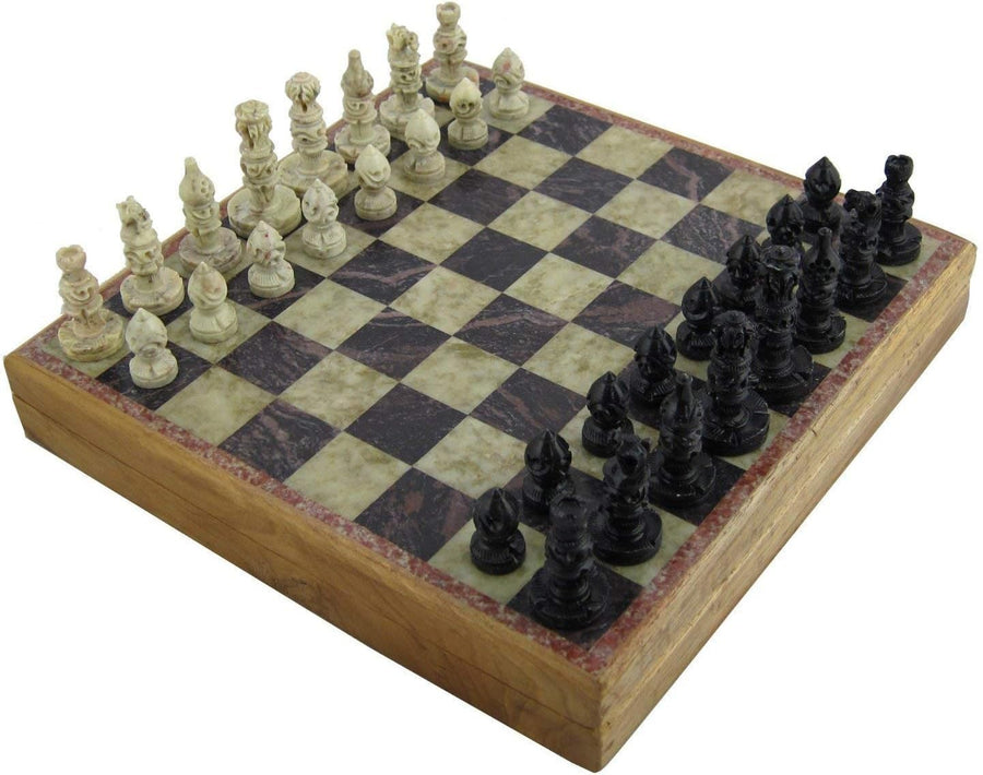 Marble Stone Chess Set 20cm | Handcrafted Board & Pieces | Luxury Gift Decor