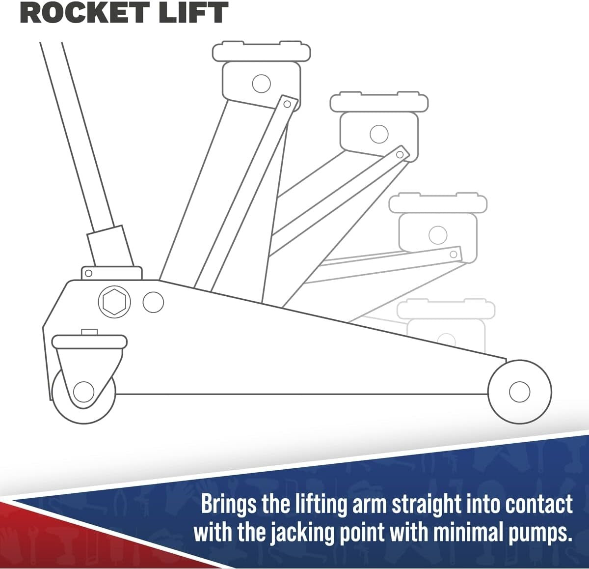 2 Ton Low Profile Long Reach Trolley Jack Rocket Lift 75–530mm Heavy Duty