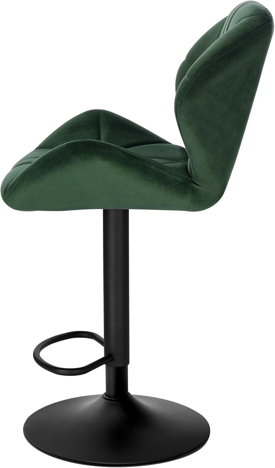 Dark Green Velvet Adjustable Swivel Bar Stool with Back Kitchen Island